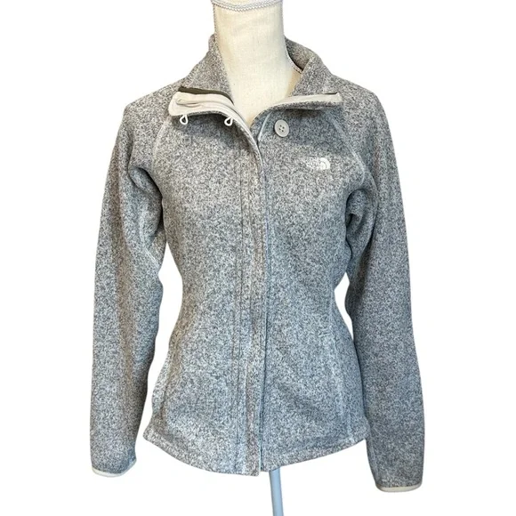 The North Face Crescent Sunset Full Zip Grey Knit Jacket Women’s Size Medium - Picture 1 of 11